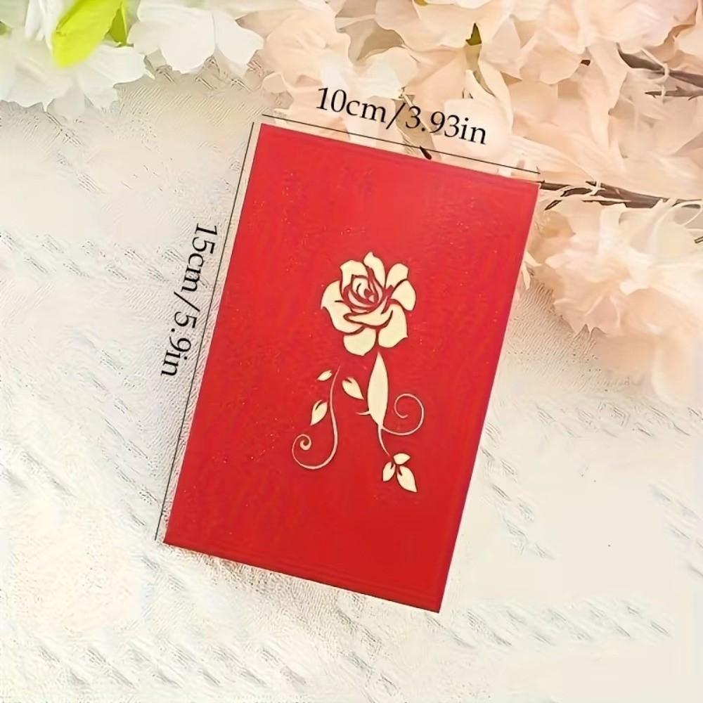 Pop-Up Design 3D Pop-Up Rose Card Rose Wedding Greeting Card Mother'S Day