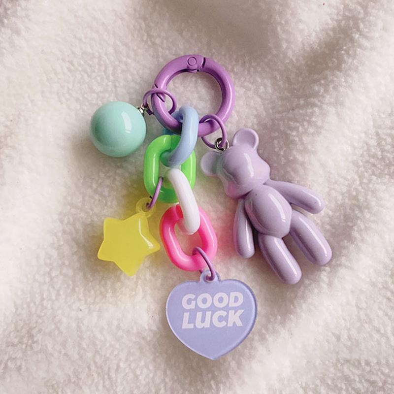 Creative Cute Bear Keychain Colorful Bear Bag Decoration Accessories For Women Girls Earphone Protective Case Pendant