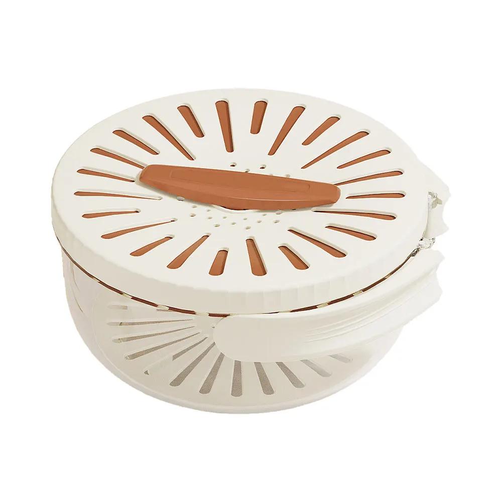 New Drain Basket with Lid Fruit Rice Washing Drain Basket with Handle Refrigerator Storage Bowl Home Kitchen Organizer Rice bowl