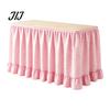 Conference Room Table Decoration 6Ft Gingham Skirt with Ruffled Edge, Checkered Teacher Desk Skirt, Pastoral Style Plaid Decor Hook And Loop Wrap for