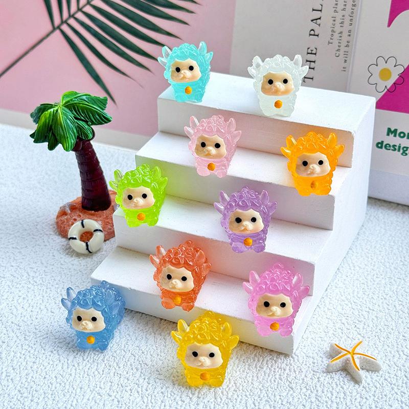 4Pcs Luminous Lamb Micro Landscape Figure Ornament Outdoor Glowing Miniature Statue Potted Mini Garden Accessories