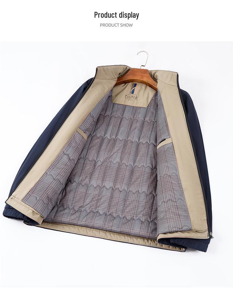 Men's Winter Cotton Jacket: Thickened, Stand Collar, Business Casual, Middle-Aged Dad's Outerwear.