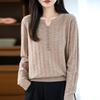New Autumn and Winter Pullover Sweaters, Scissor Neck Knitted Sweaters, Checkered Jacquard Base Layer for Women's Wear