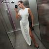Women's Summer New Fashion Personality Tiered Ruffles Slim Fit Crew Neck Sleeveless Dress