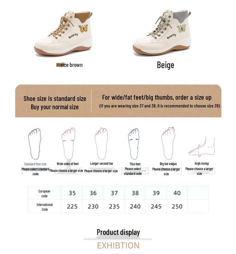 Herbst/Winter 2025 Damenmode Butterfly Wedge Stiefel - Dicke Sohle, Bequeme Passform