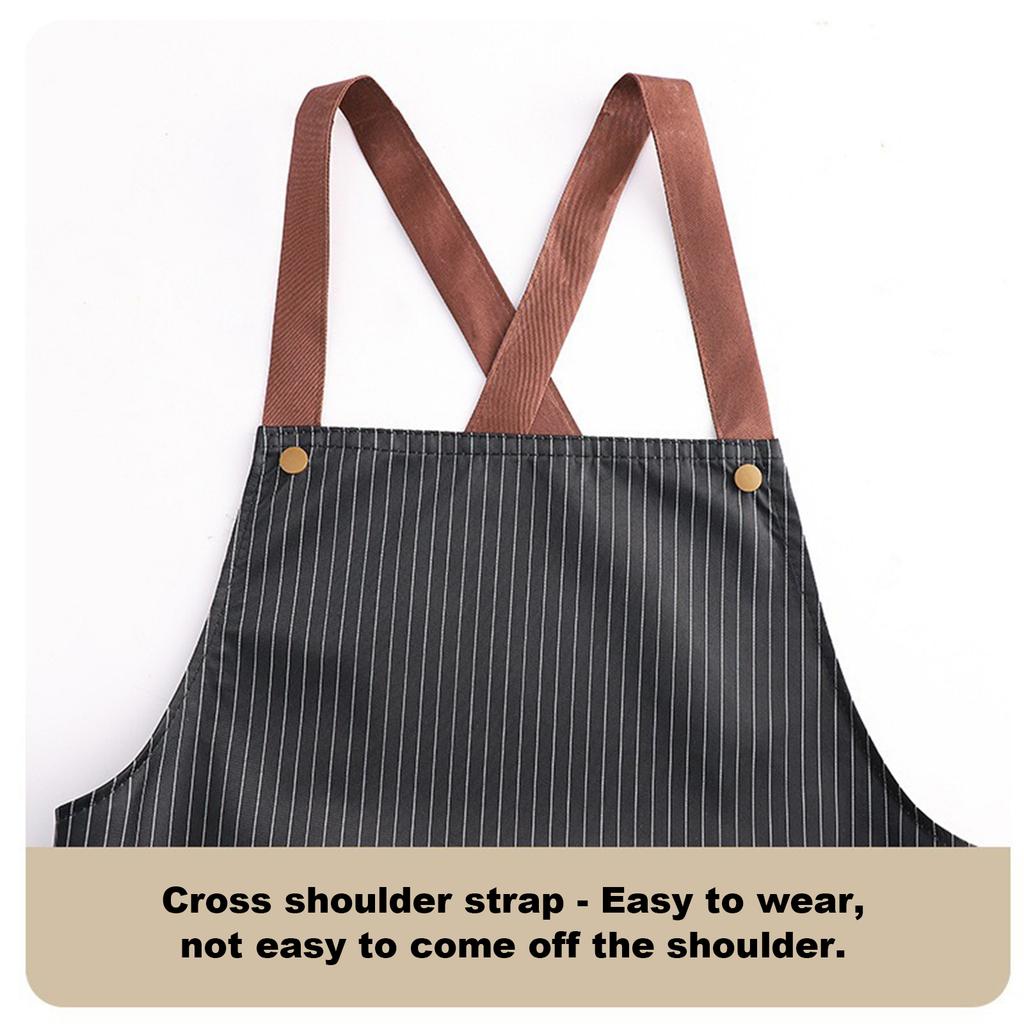 Waterproof Kitchen Apron with 2 Removable Towel Pockets No-Tie Cross Back Chef Apron for Men & Women Cooking Baking Grilling BBQ