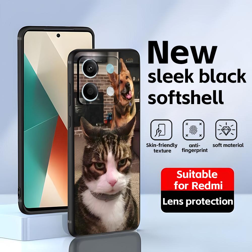 Funny Cat Memes  Phone Case For Redmi Note 14 13 12 11 Pro Plus S 5G 14C A3 Soft Black Phone Cover