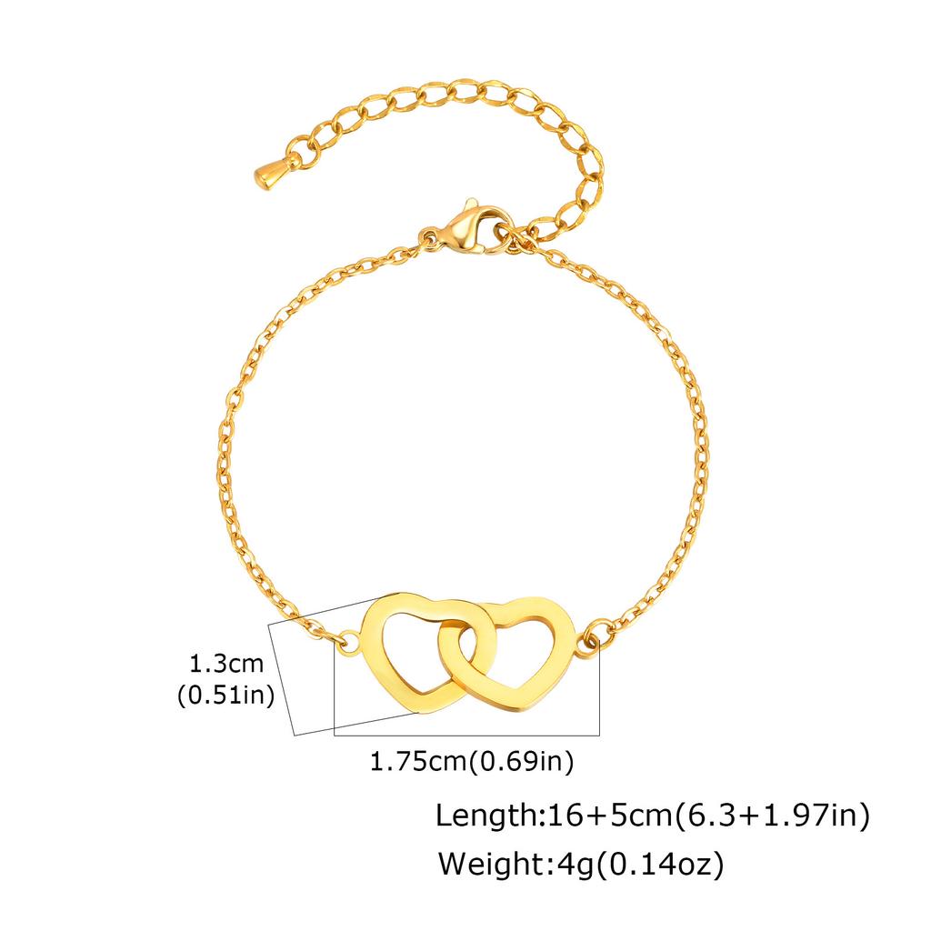 Vnox Charm Chain Bracelets For Women Statement Jewelry Gifts To Lovers Stainless Steel 18K Gold Plated Metal Bracelet