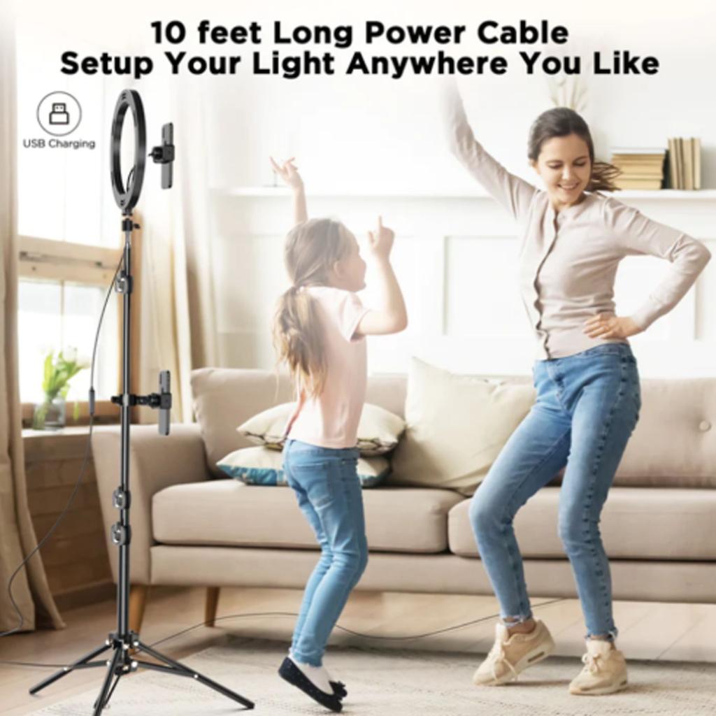 10,2" LED Selfie-Ringlicht mit Stativ und 2 Telefonhaltern Ringlicht