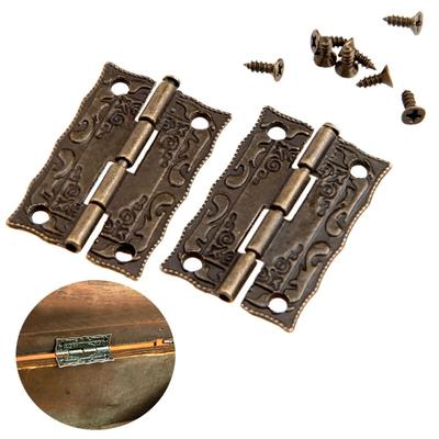 Zawiasy z wkrętami 36*23mm Żelazo Starożytny Brąz Cynk Żelazo Dekoracja Vintage Drewniana Pudełko na Biżuterię Szafka Wzór Kwiatowy