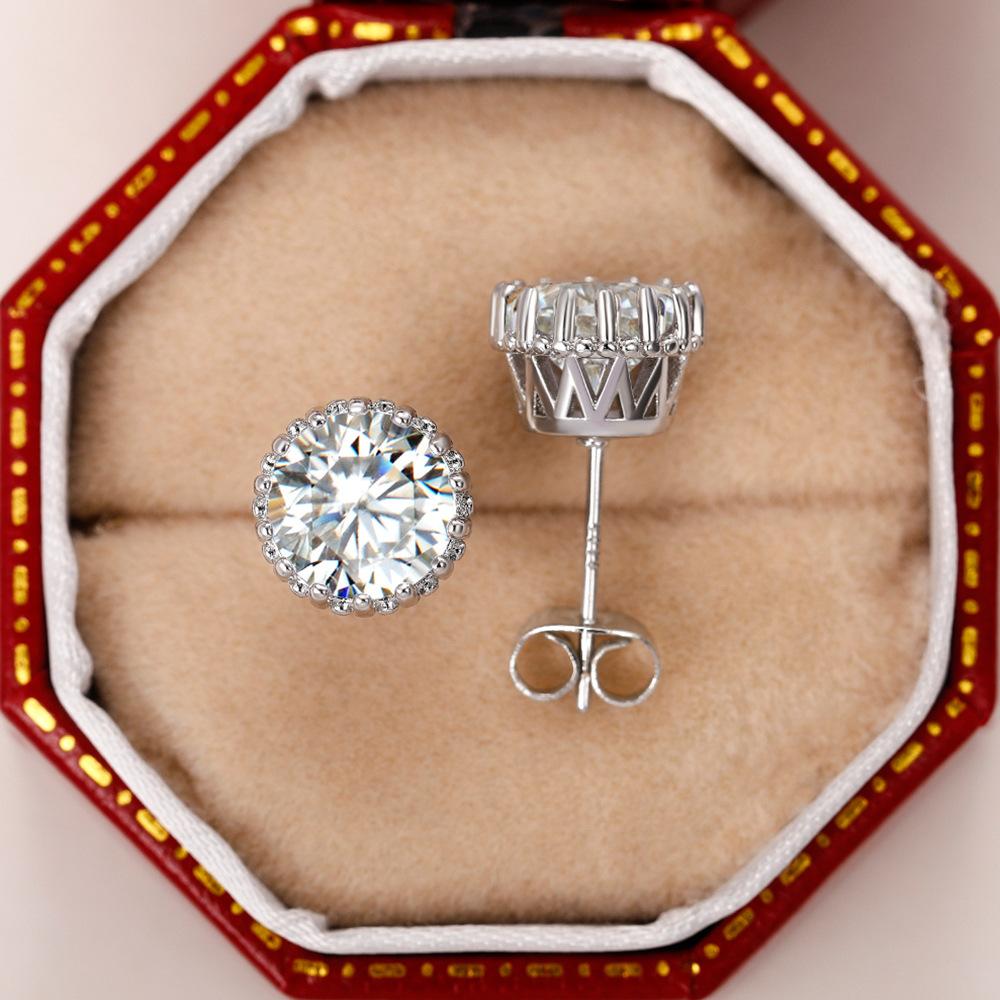 Classic Stud Earrings Series, Creative Crown Flower Zircon Stud Earrings For Women, Simple And Fashionable Small Earrings.