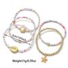 Sommer Meeresstil Stapelbares Armband Set, Gold Perlen Muschel Seestern Anhänger, Macaron Perlen Stretch Armband