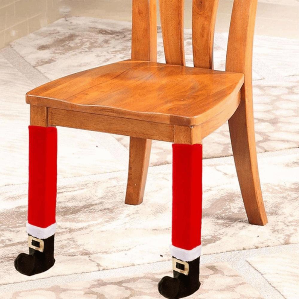4pcs Elastic Band Design Santa Claus Table Leg Cover Universal Long Christmas Chair Foot Cover DIY Cloth Furniture Feet Sleeve