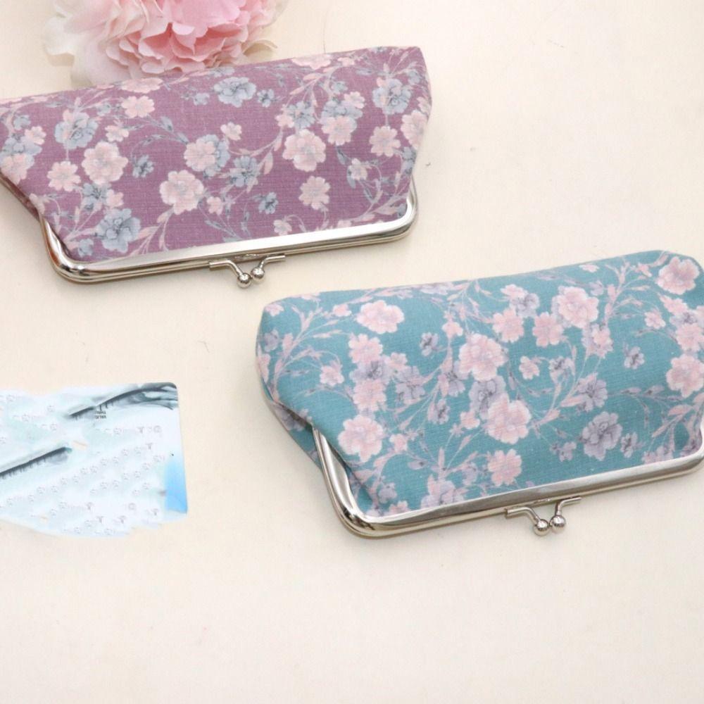 Printing Long Kiss Lock Wallet Hasp Money Clutch Bag Retro Retro Flower Coin Purse  Small Item