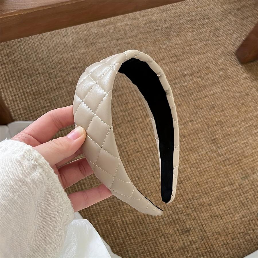 

Vintage PU Leather Headband for Women - Wide Hair with Square/ Design, Hair Accessory for High Hairline, Wedding, Party, Daily