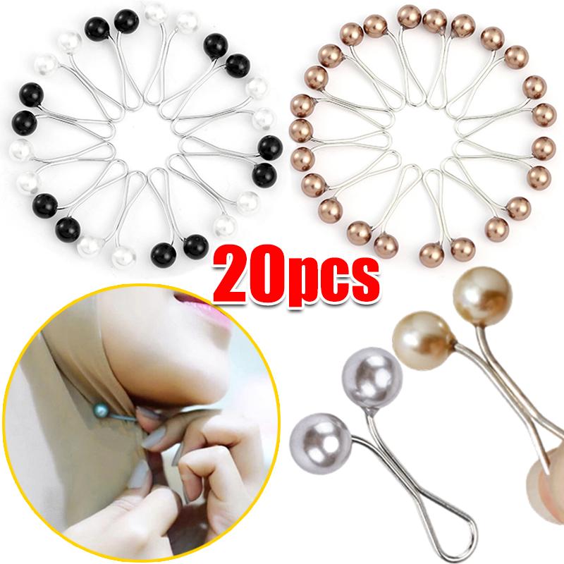 10-20pcs/lot Anti Slip Brooch Headscarf Shawl Scarf Lady Fixed Pins Scarf Hijab Clips Pearl Stylish Brooch for Women Jewelry