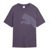 Casual Loose Fit Round Neck Short Sleeve T-Shirt Unisex Tops Charcoal Purple 633855-90