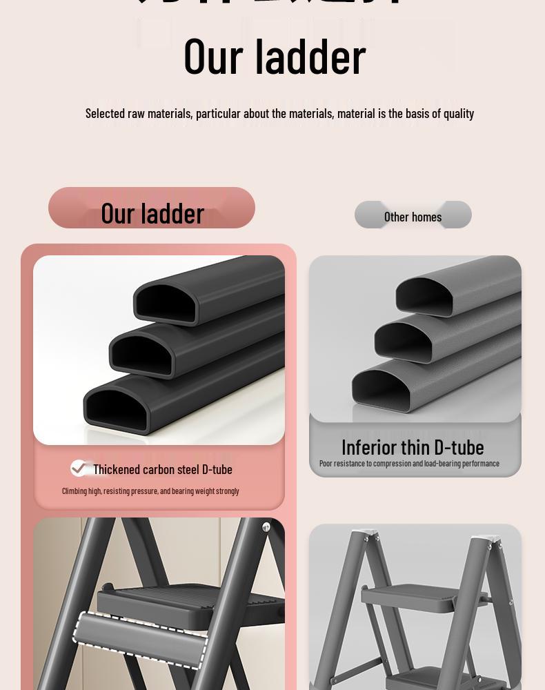 Multifunctional Folding A-Frame Telescopic Ladder: Indoor Thickened 3 or 4-Step Climbing Ladder