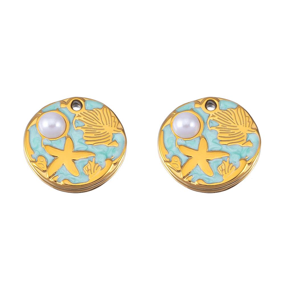 2pcs Stainless Steel Blue Enamel Marine Anklet Charms Bohemia Pendant Base for DIY Earrings Necklaces Vacation Jewelry Findings