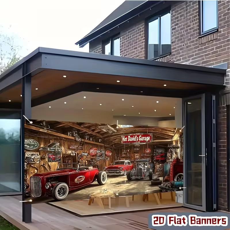 Hot Rods Garage Backdrop Retro American Classic Car Shop Photo Background 47.2x31.5inch/120*80cm