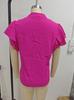 2026 European and American Women's Summer V-neck Casual Ruffle Short Sleeve Solid Color Shirt Top