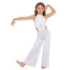 Tuta Larga da Ragazza Scollo all'Americana Senza Maniche Rucherata Rete Davanti Schiena con Laccetti Strass Costume da Ballo