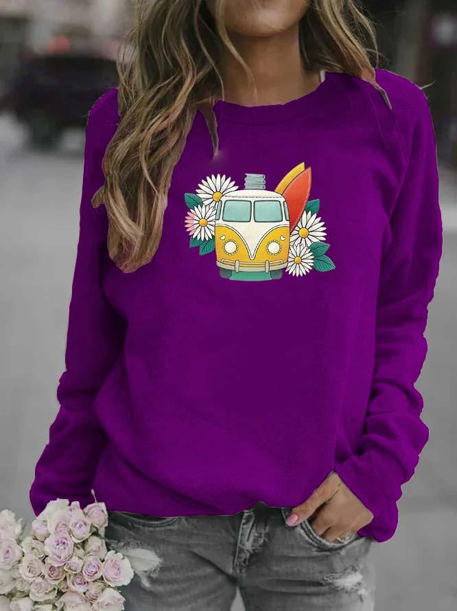 Women's Printed Round Neck Hoodie
