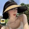 Women's UV Protection Straw Sun Hat - Foldable Wide Brim with Face Shield for Summer Cycling