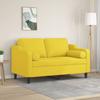 Vidaxl 2-Seater Sofa With Cushions, Light Yellow, 120 Cm, Fabric