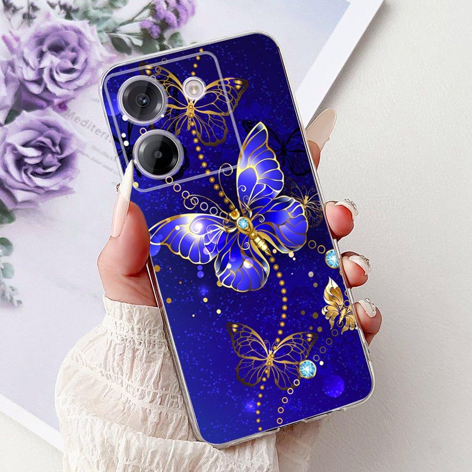 For Xiaomi Poco M7 Pro 5G X7 Pro Back Cover Girly Fashion Flower Butterfly Painting Soft TPU Clear Fundas PocoM7 Pro X7Pro Case