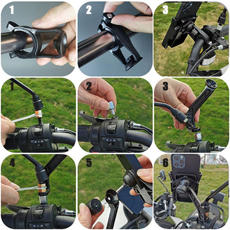 Motorcycle Mobile Phones Brackets Universal Motorbike Headbar Holders Rearview Mirror Stands Safety Shockproof Riding Holder 1Pc