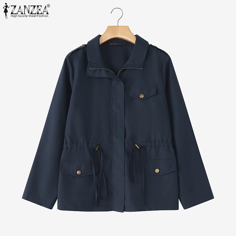 ZANZEA Womens Casual Long Sleeve Zipper Cardigan Thin Jackets