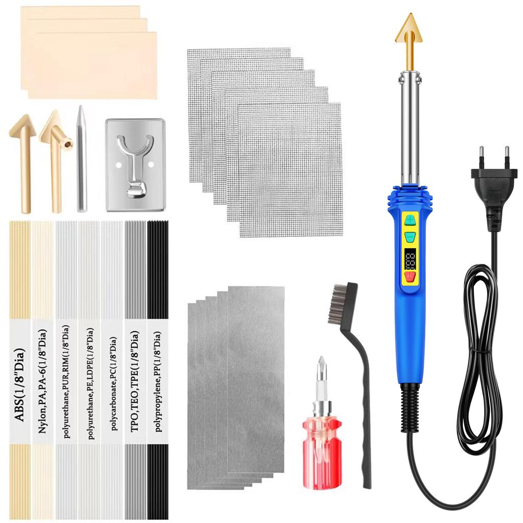 Plastic Welding Kit, 100W LED Digital Adjustable Temperature Plastic Repair Kit for Car Bumper