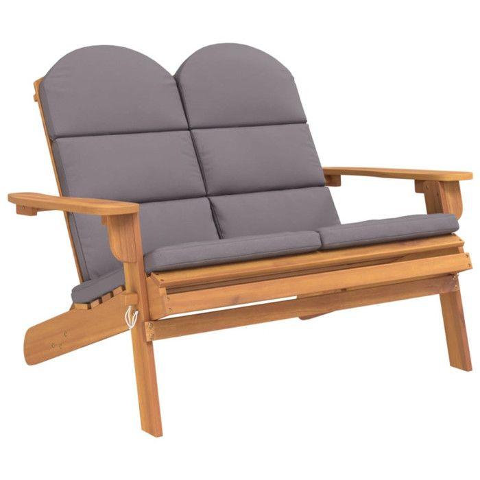 VidaXL Banc de jardin Adirondack et coussins 126 cm bois massif acacia 360040
