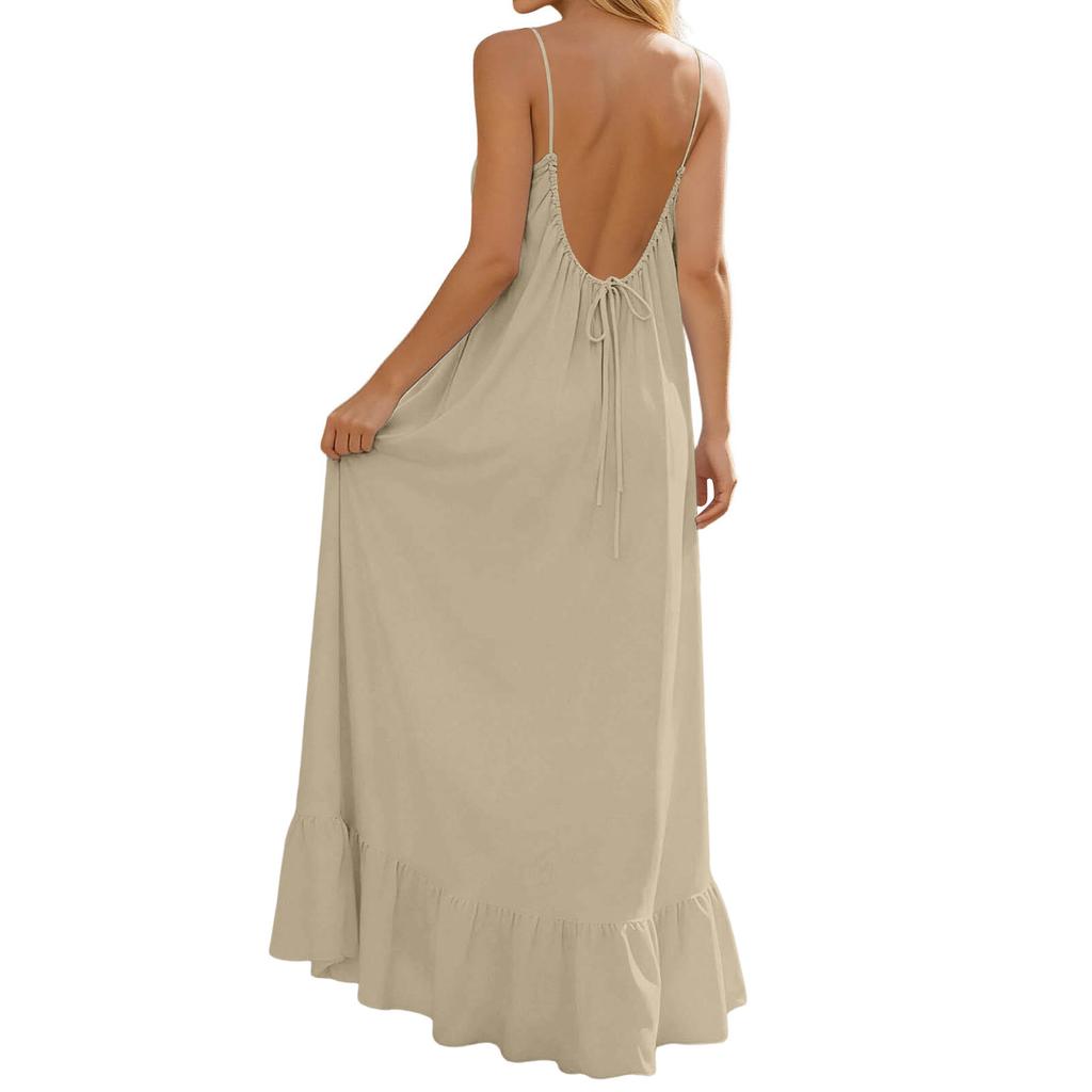 Šaty s výstřihem do O pro ženy Ležérní Pohodlné Bavlněné Povlečení Plážové šaty s krátkým rukávem a kapsami