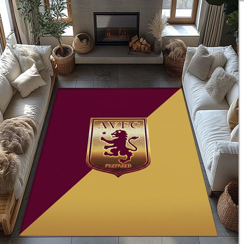 Aston Villa Football Soccer Football Pattern Soft Area Rug Non Slip Indoor Floor Carpet Sports Decor Mat for Bedroom