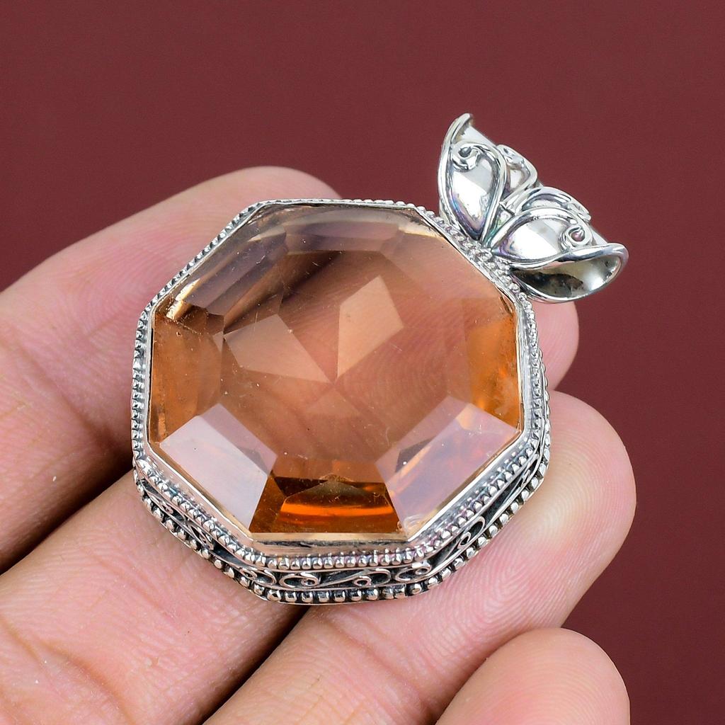 Faceted Morganite Pendant Gemstone Vintage Pendant 925 Sterling Silver Pendant Handmade Pendant Very Pretty Morganite Jewelry Gifts For Her