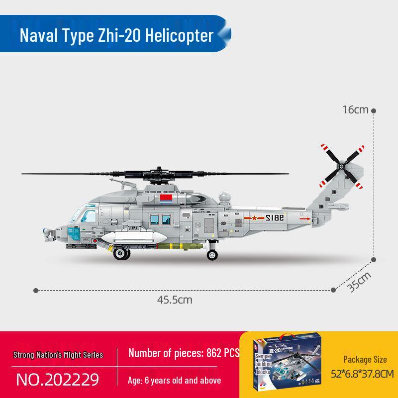 Senbao 202229 Military Attack Helicopter Model Compatible with Lego Building Blocks for Boys
