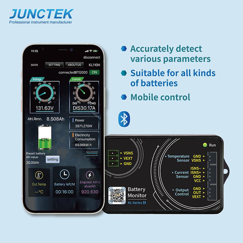 KL140F 0-120V 0-400A Battery Monitor Bluetooth Battery Tester Voltage Current VA Meter Battery Coulomb Meter Capacity Indicator
