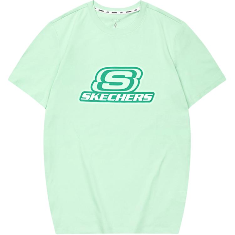 Skechers Simple Printed Casual Round Neck Pullover Short Sleeve T-Shirt Unisex Tops Emerald-Green L224U130-01BC L