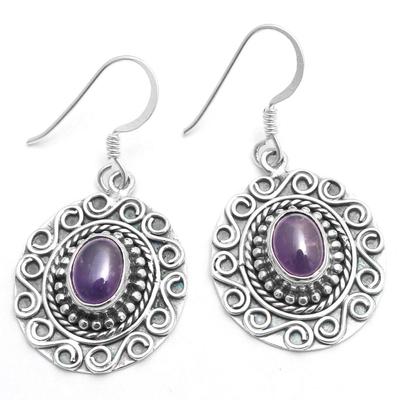 Handgefertigter Ohrring, Statement-Schmuck, Designer-Ohrring, Geschenk für Mama, Amethyst, Larimar-Ohrring