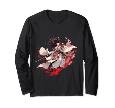 Katana Samurai Vintage Fighter Plane Retro Design Long Sleeve Girls' T-Shirt