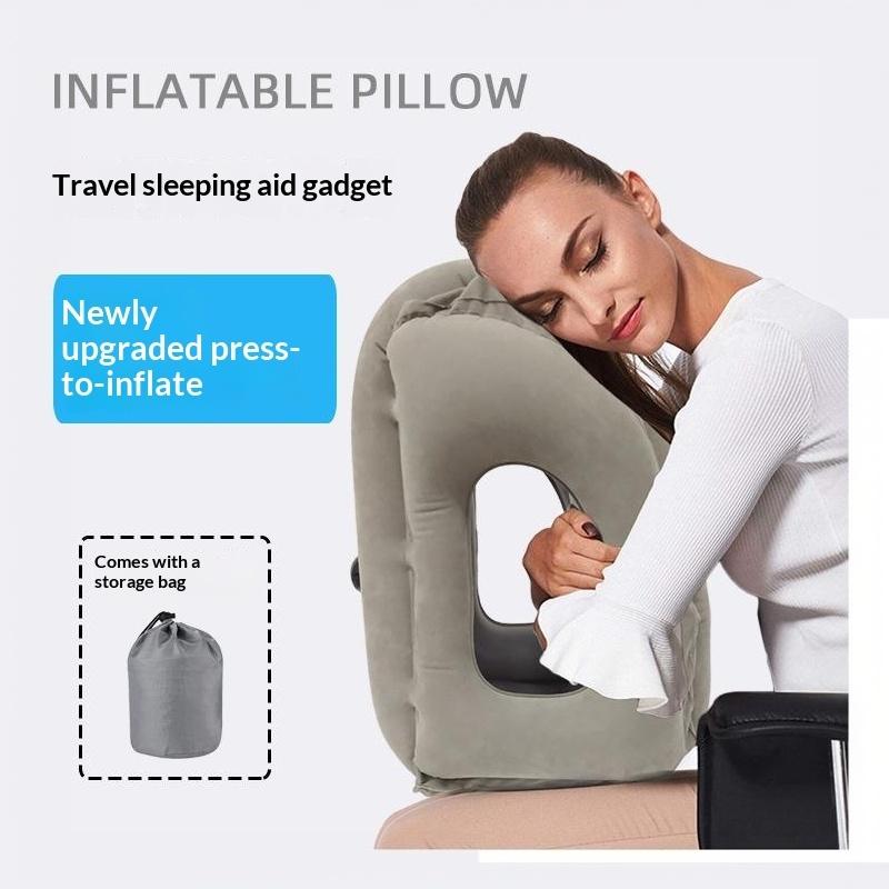 Portable Inflatable Travel Neck Pillow , Hand-Washable Cover For Airplane Car Bus Train Office Nap Camping