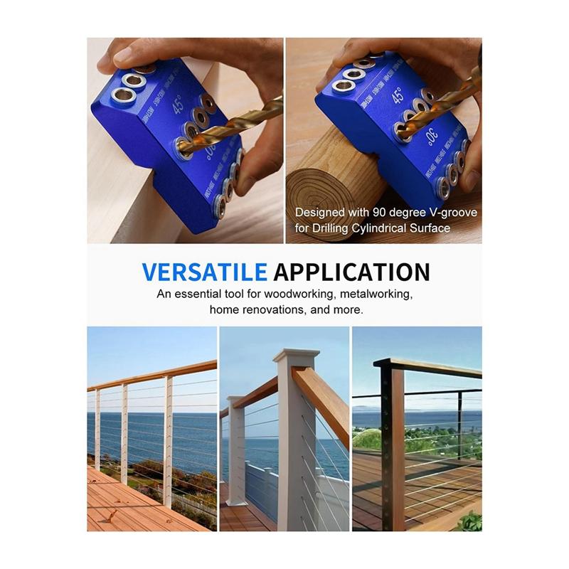 AD23-30 45 90 Degree Angle Drill Guide Jig, Drill Jig For Angled Holes And Straight Hole With 4 Sizes Steel Drill Bits Easy To U