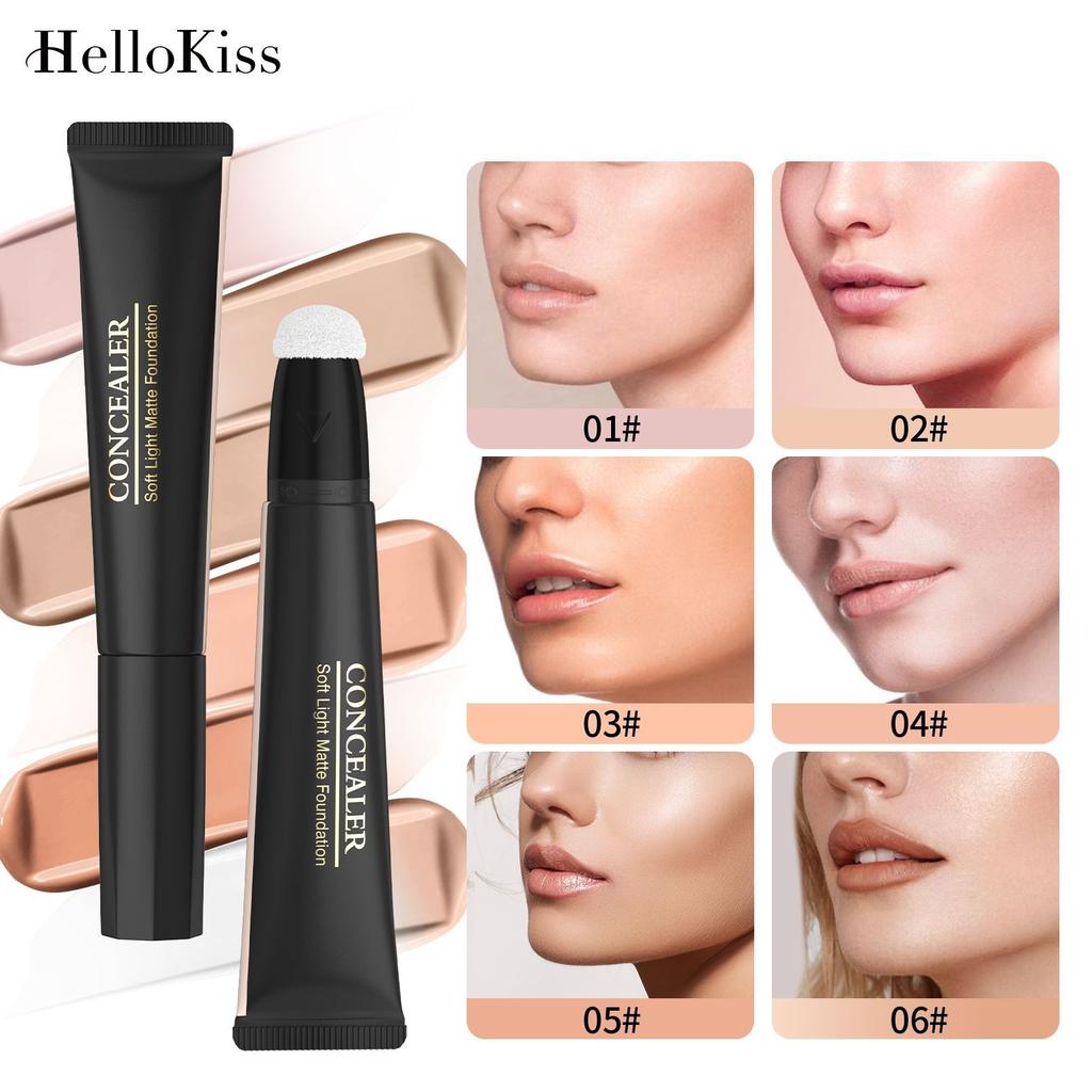 Hellokiss Light Concealer Foundation, Delicate and Docile, Naturally Brightening Sponge Head Concealer Makeup