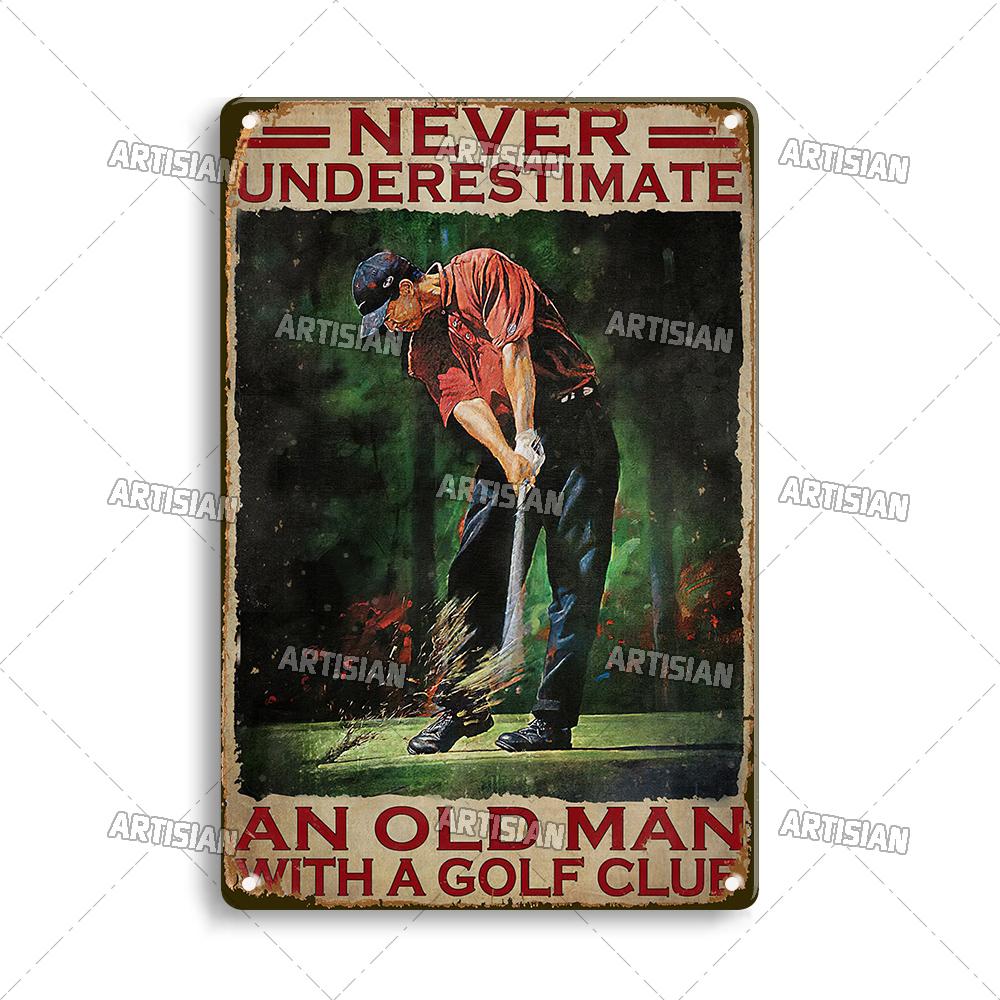 Artisian Golf Golfer Metal Sign Sport Tin Plaque Vintage Decorative Poster Wall Decor Garage Bar Pub Club Hotel Cafe Kitchen