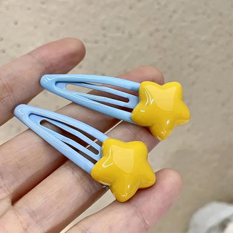 Cartoon Bright Blue and Yellow Star Bb Hair Clips, Cute Ins Style, Sweet and Girlish, Simple Side Bangs Hair Clips