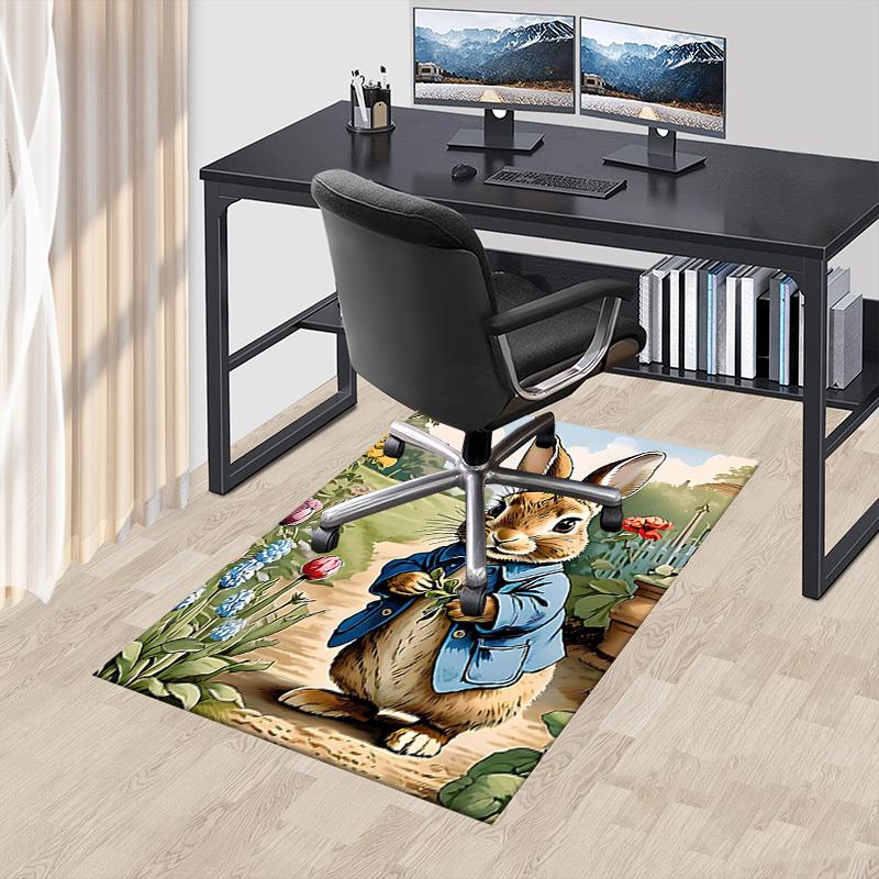 1 Stück Hase Garten Rutschfester Boden Teppich Kompatibel für Büro & Wohnzimmer & Schlafzimmer & Esszimmer - Flach - Maschinengewebt-S0383