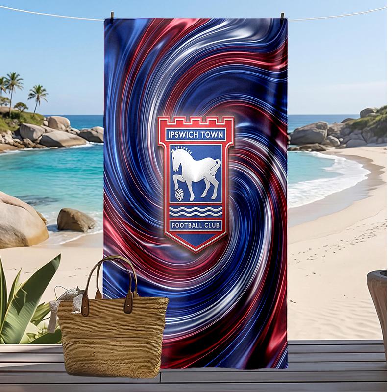 Ipswich Town Football Print Beach Towel, Large Soft Quick Dry Towel for Beach Camping Swimming