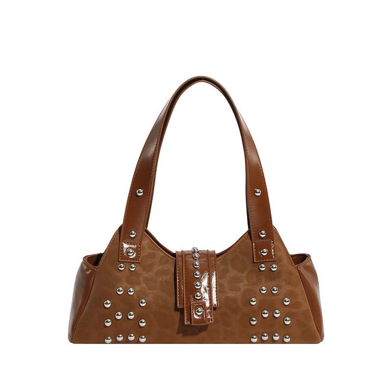 High-end Handbag, Small Handbag, Niche Design Sense, Underarm Bag, Riveted Functional Baguette Bag